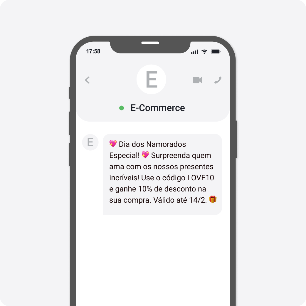 Template SMS Dia dos Namorados E-commerce e Retalho