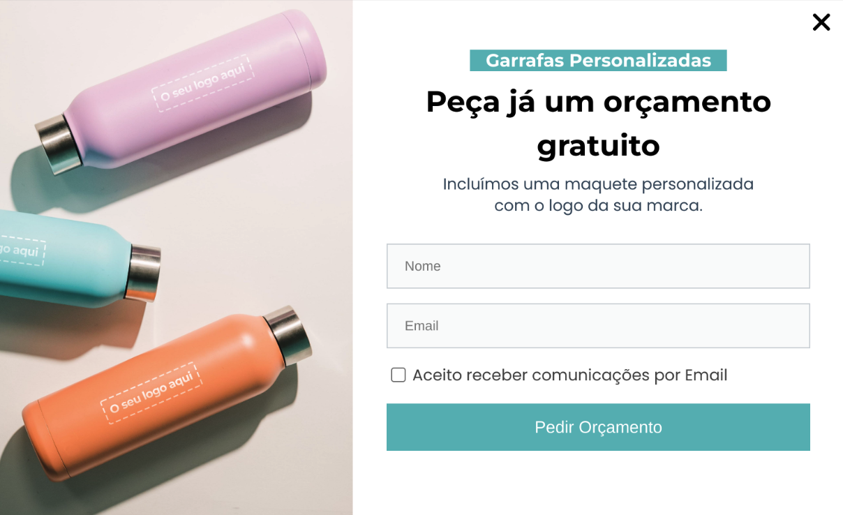 Pop-ups Pedido de Orçamento